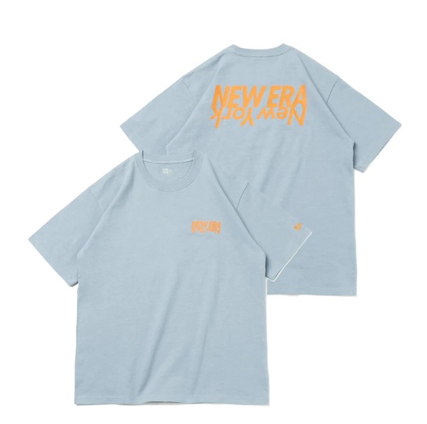 半袖 ヘビーウェイト コットン Tシャツ Mirror Logo スモークブルー × オレンジ 5060